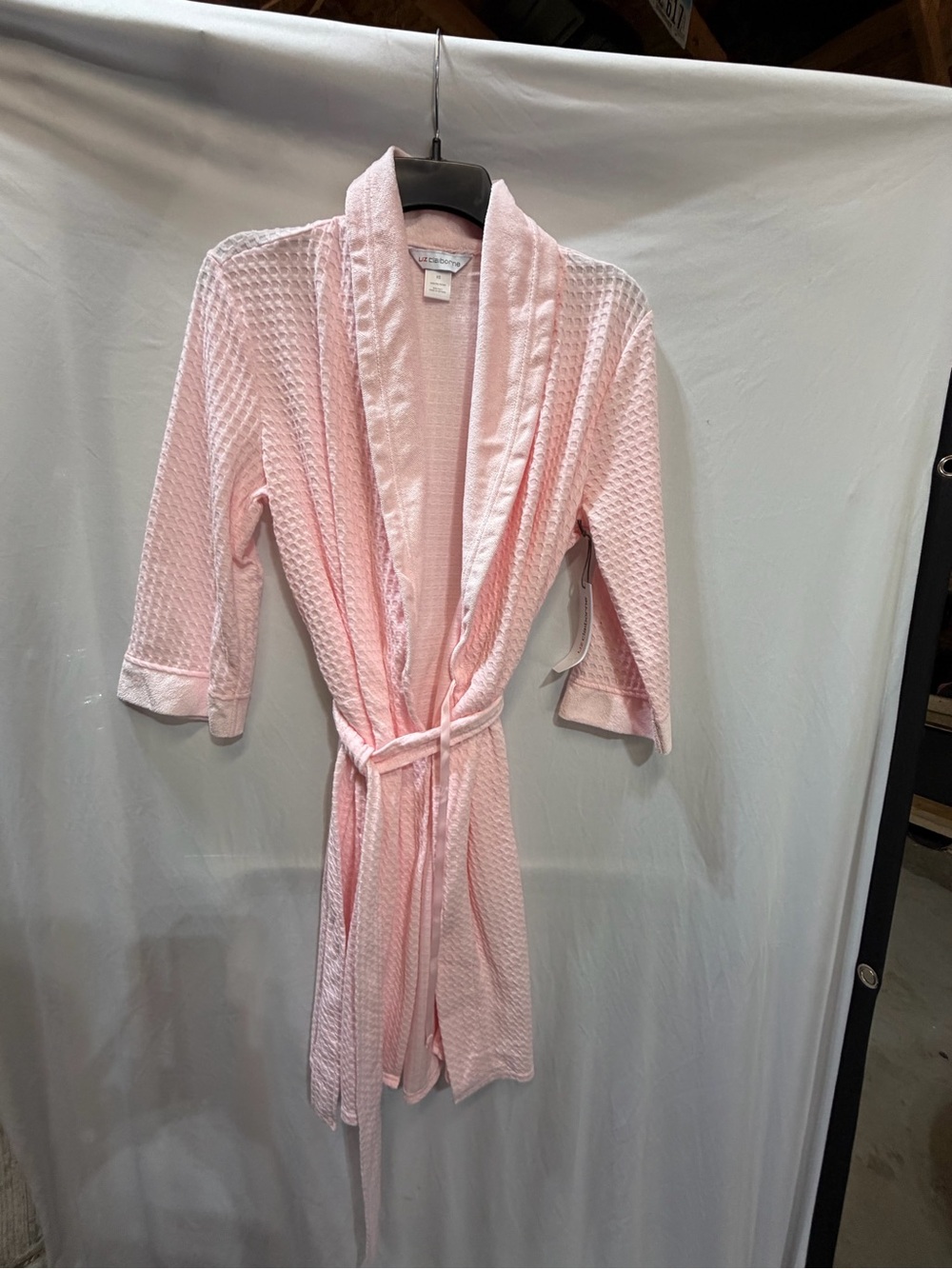 Liz Claiborne Light Pink Waffle Kimono Robe